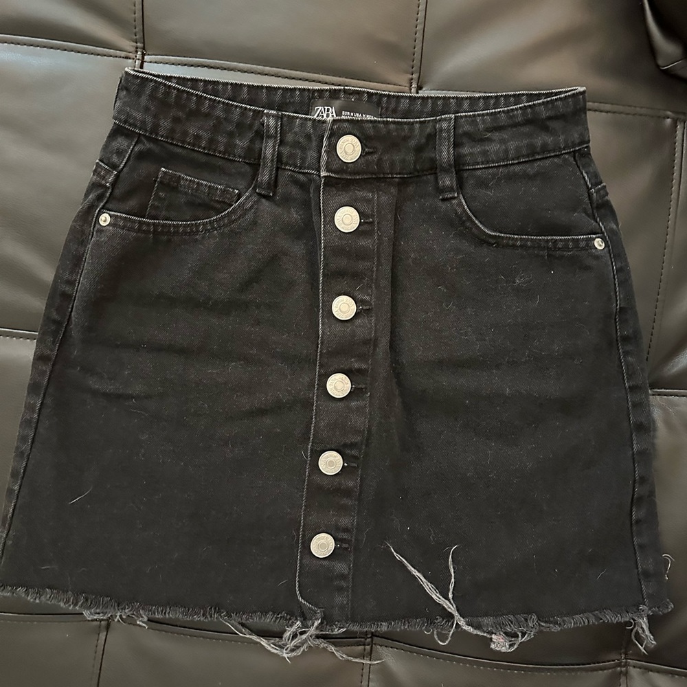 Black denim skirt